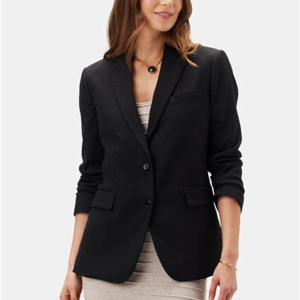 Amour Vert Tobie Linen Blend Black Blazer NWT